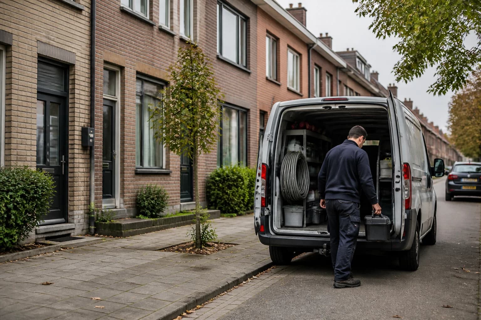 Loodgieter arriveert voor een interventie in Stabroek